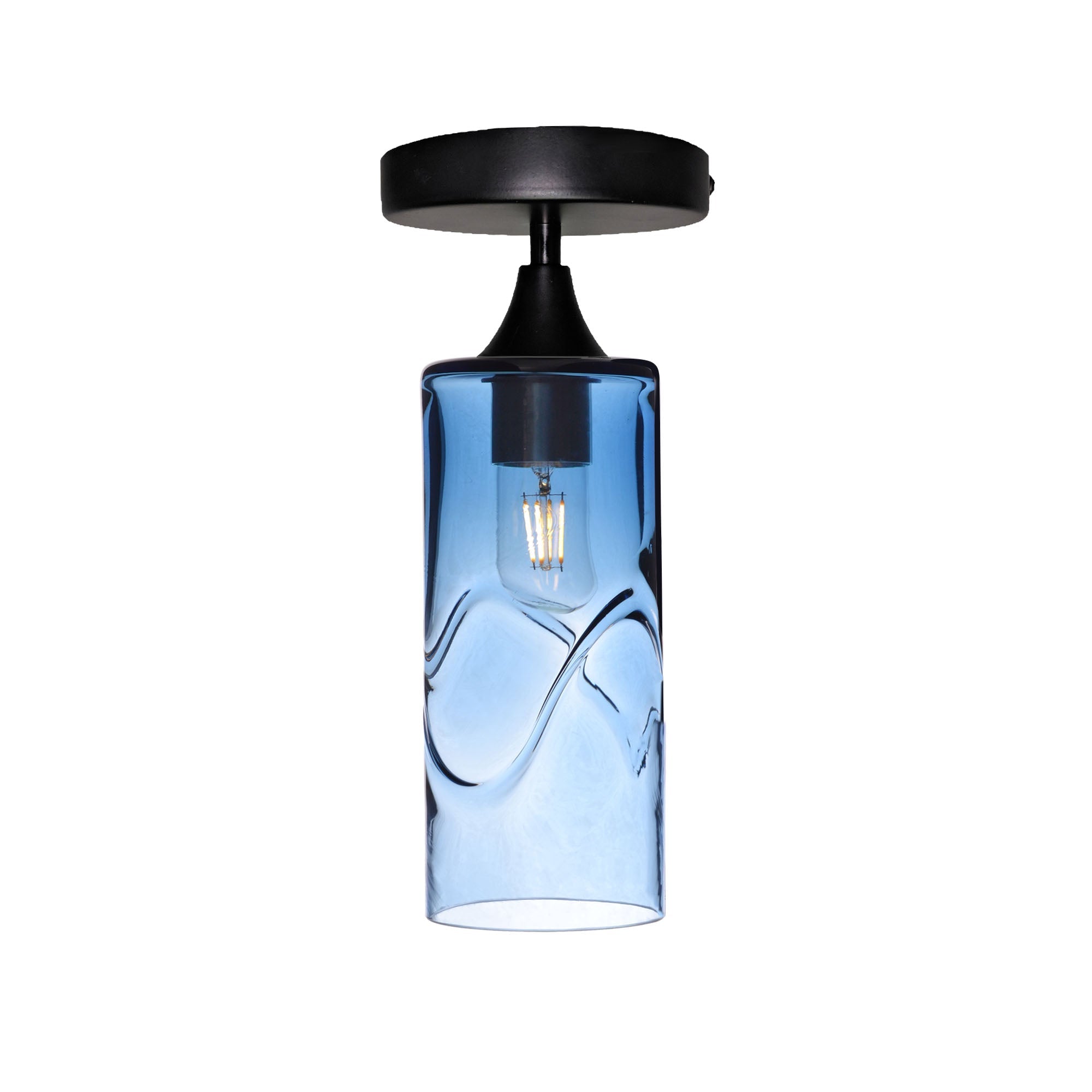 515 Semi-Flush-Bicycle Glass Co - Hotshop-Swell-Steel Blue-Matte Black-Bicycle Glass Co