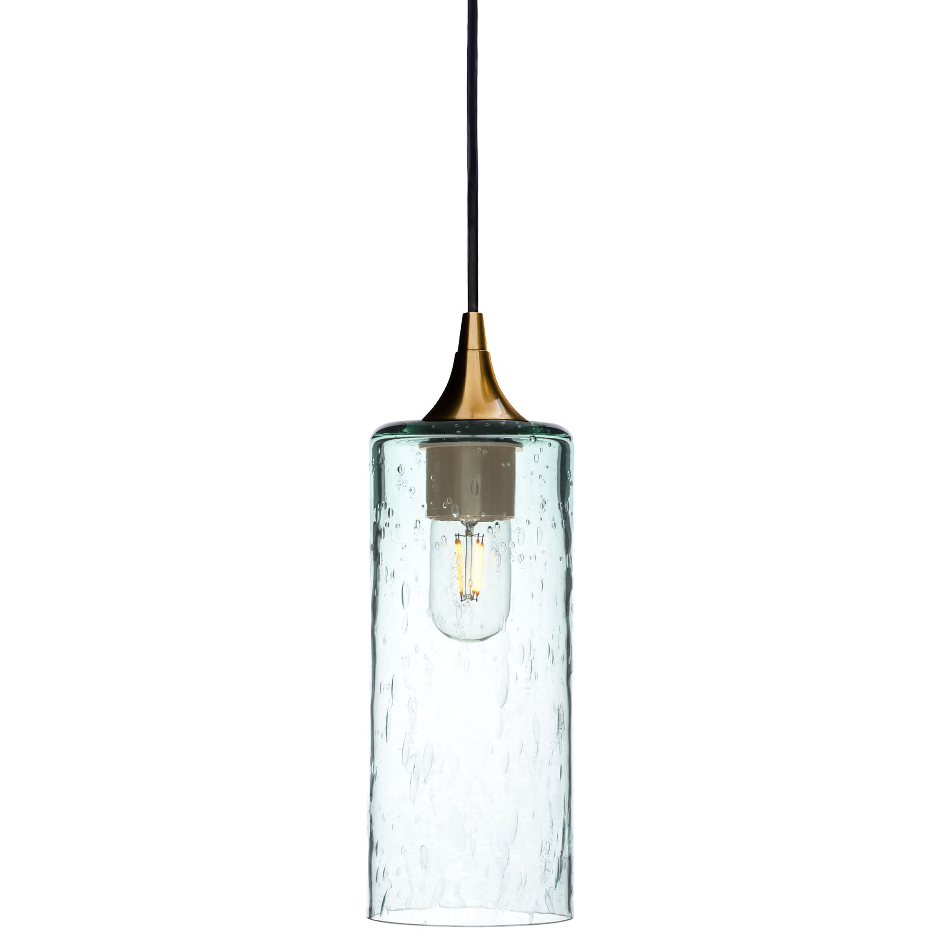 515 Single Pendant Light-Bicycle Glass Co-Polished Brass 15ft Cord + Track Mount-Lunar-Eco Clear-Bicycle Glass Co