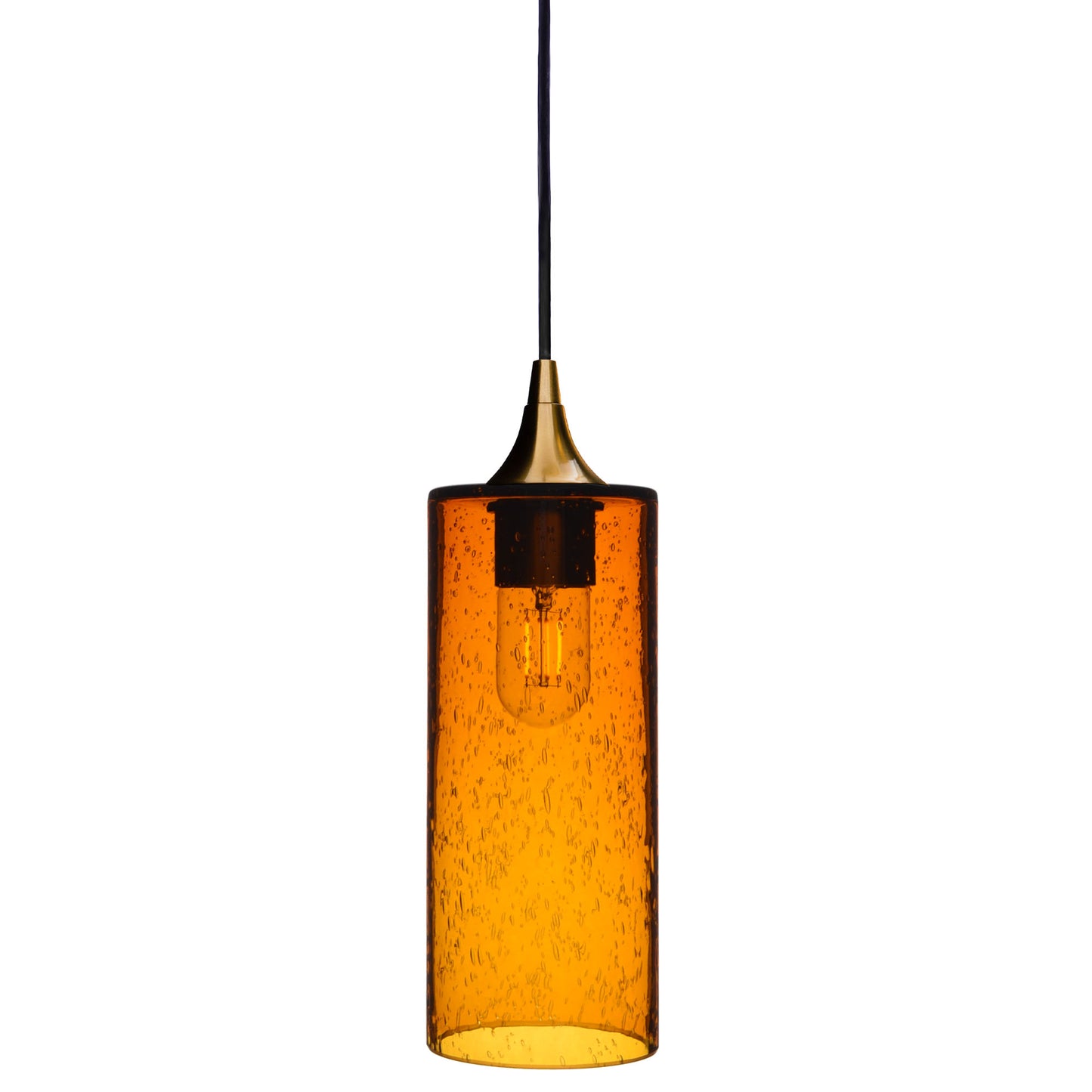 515 Single Pendant Light-Bicycle Glass Co-Polished Brass 15ft Cord + Track Mount-Lunar-Golden Amber-Bicycle Glass Co