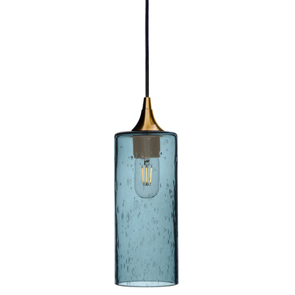 515 Single Pendant Light-Bicycle Glass Co-Polished Brass 15ft Cord + Track Mount-Lunar-Slate Gray-Bicycle Glass Co