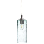 515 Single Pendant Light-Bicycle Glass Co-Brushed Nickel 15ft Cord + Track Mount-Lunar-Eco Clear-Bicycle Glass Co