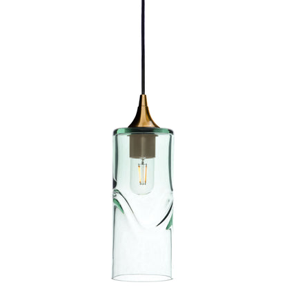 515 Single Pendant Light-Bicycle Glass Co-Polished Brass 15ft Cord + Track Mount-Swell-Eco Clear-Bicycle Glass Co