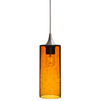 515 Single Pendant Light-Bicycle Glass Co-Brushed Nickel 15ft Cord + Track Mount-Lunar-Golden Amber-Bicycle Glass Co