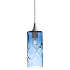 515 Single Pendant Light-Bicycle Glass Co-Brushed Nickel 15ft Cord + Track Mount-Swell-Steel Blue-Bicycle Glass Co