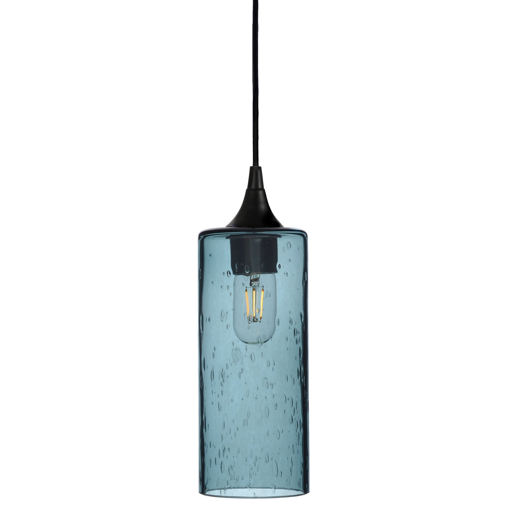 515 Single Pendant Light-Bicycle Glass Co-Matte Black 15ft Cord + Track Mount-Lunar-Slate Gray-Bicycle Glass Co