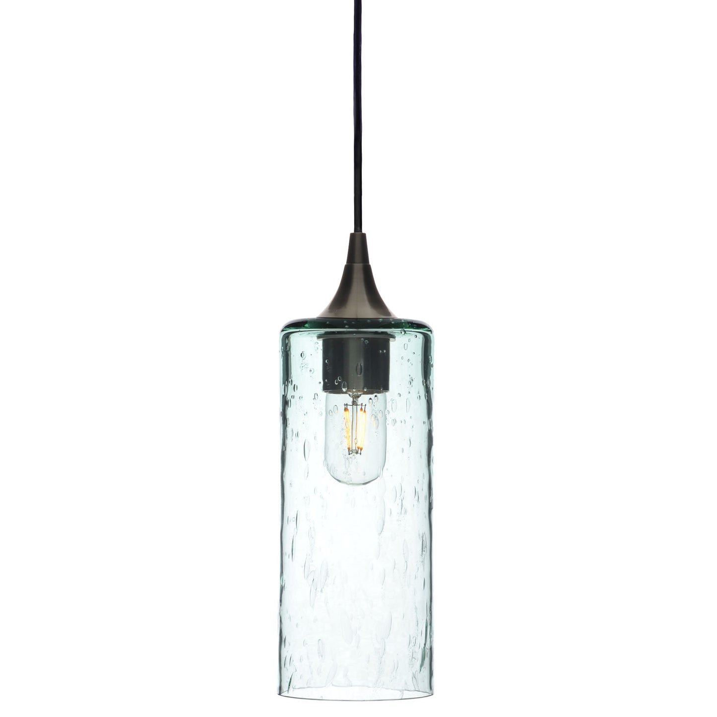 515 Single Pendant Light-Bicycle Glass Co-Antique Bronze 15ft Cord + Track Mount-Lunar-Eco Clear-Bicycle Glass Co