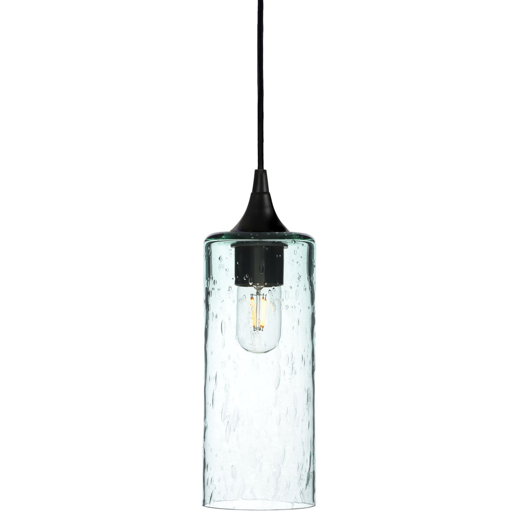 515 Single Pendant Light-Bicycle Glass Co-Matte Black 15ft Cord + Track Mount-Lunar-Eco Clear-Bicycle Glass Co