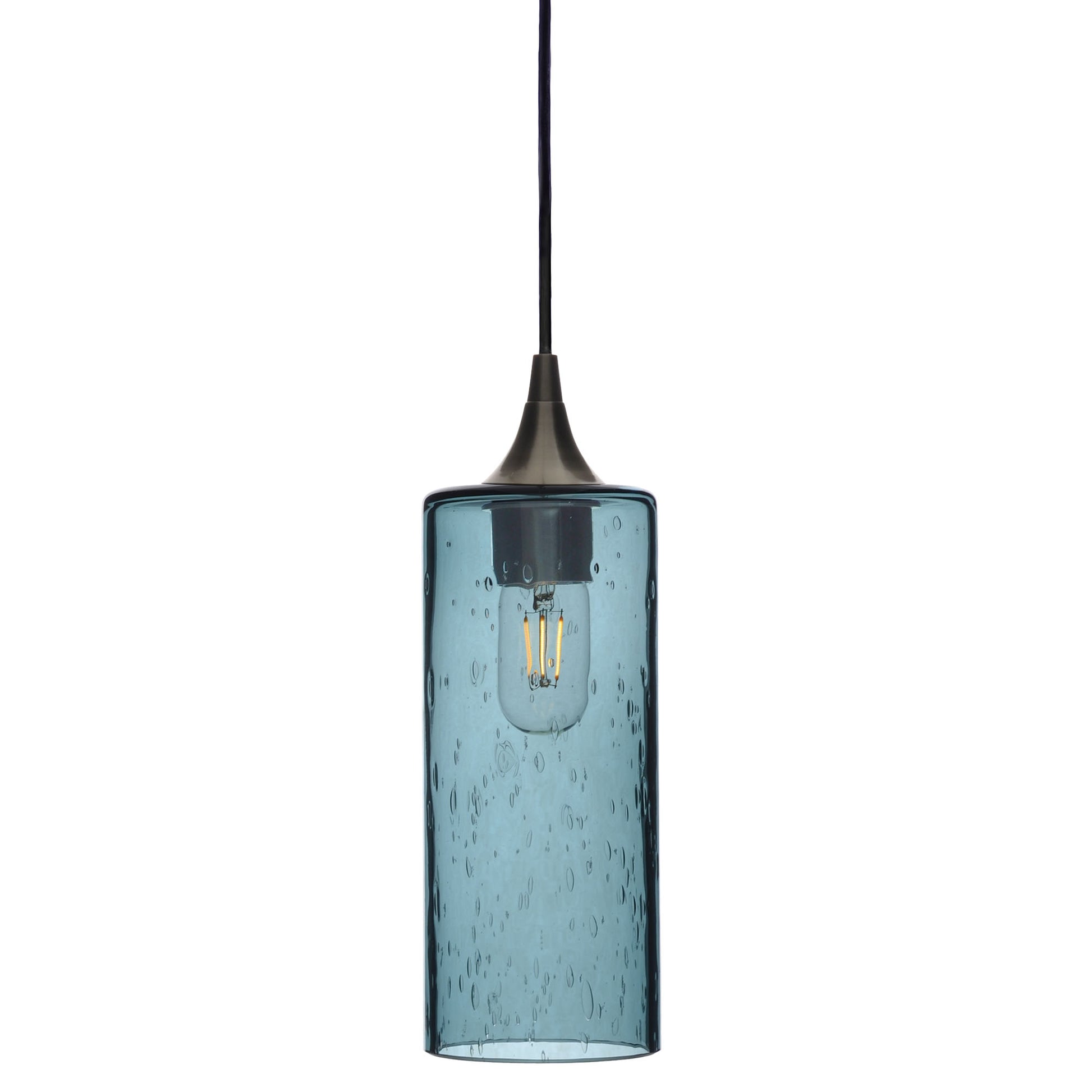 515 Single Pendant Light-Bicycle Glass Co-Antique Bronze 15ft Cord + Track Mount-Lunar-Slate Gray-Bicycle Glass Co
