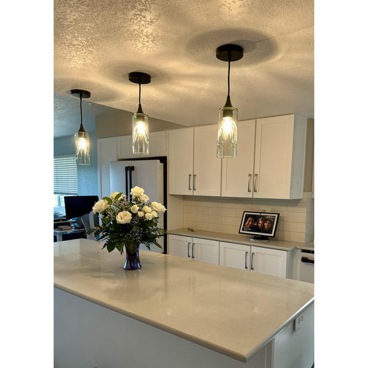 515 Single Pendant Light-Pendant Light-Bicycle Glass Co-Matte Black - 8ft Cord-Lunar-Steel Blue-Bicycle Glass Co