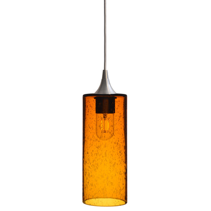 515 Single Pendant Light-Bicycle Glass Co-Brushed Nickel 15ft Cord + Track Mount-Lunar-Golden Amber-Bicycle Glass Co