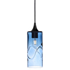 515 Single Pendant Light-Bicycle Glass Co-Matte Black 15ft Cord + Track Mount-Swell-Steel Blue-Bicycle Glass Co
