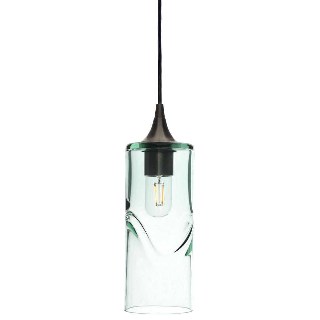515 Single Pendant Light-Bicycle Glass Co-Antique Bronze 15ft Cord + Track Mount-Swell-Eco Clear-Bicycle Glass Co