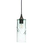 515 Single Pendant Light-Bicycle Glass Co-Antique Bronze 15ft Cord + Track Mount-Swell-Eco Clear-Bicycle Glass Co