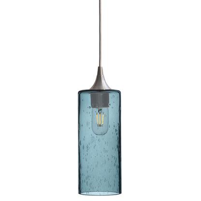 515 Single Pendant Light-Bicycle Glass Co-Brushed Nickel 15ft Cord + Track Mount-Lunar-Slate Gray-Bicycle Glass Co