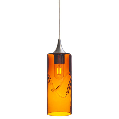 515 Single Pendant Light-Bicycle Glass Co-Brushed Nickel 15ft Cord + Track Mount-Swell-Golden Amber-Bicycle Glass Co