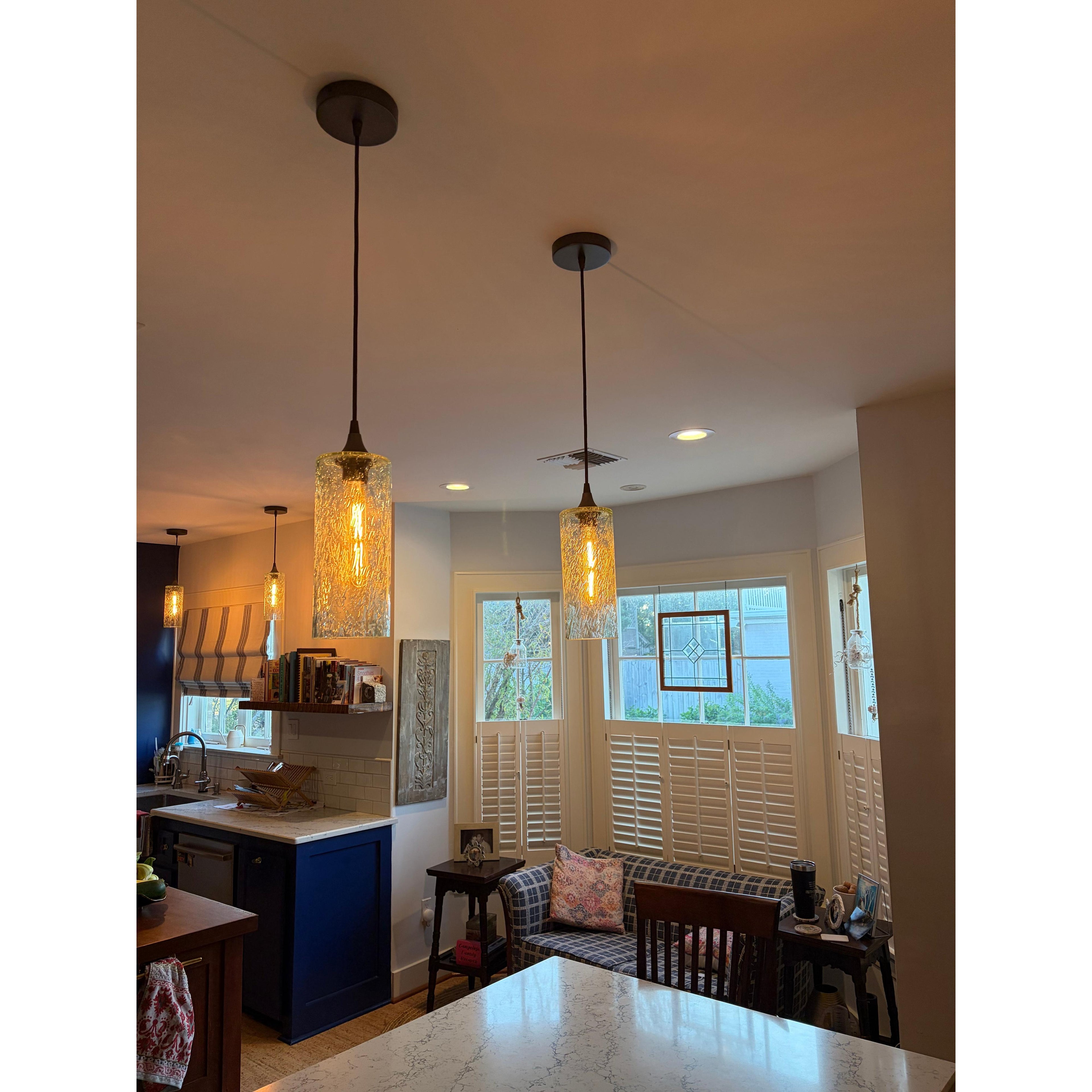 515 Single Pendant Light-Pendant Light-Bicycle Glass Co-Matte Black - 8ft Cord-Lunar-Steel Blue-Bicycle Glass Co