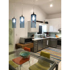 515 Single Pendant Light-Pendant Light-Bicycle Glass Co-Matte Black - 8ft Cord-Lunar-Steel Blue-Bicycle Glass Co