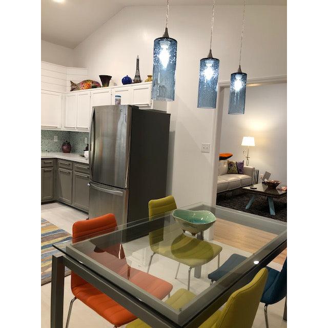515 Single Pendant Light-Pendant Light-Bicycle Glass Co-Matte Black - 8ft Cord-Lunar-Steel Blue-Bicycle Glass Co