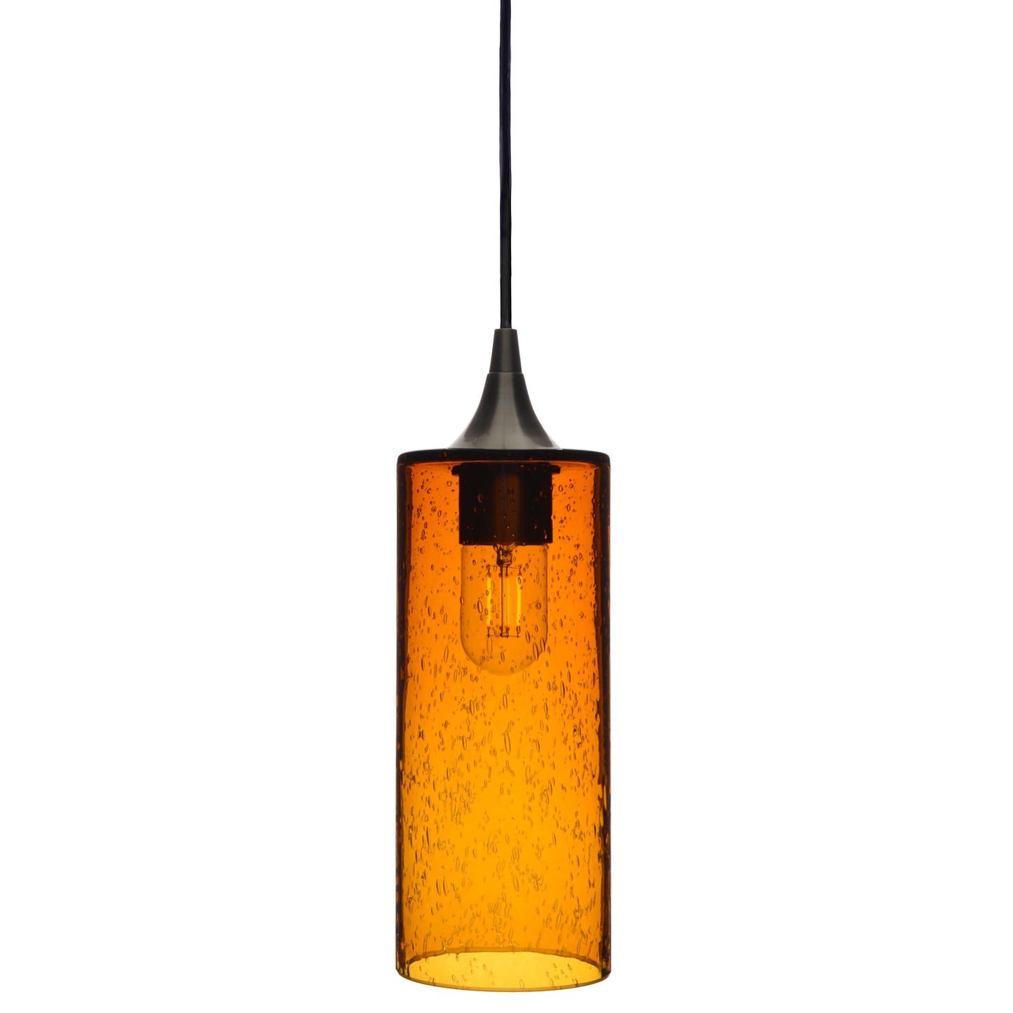 515 Single Pendant Light-Bicycle Glass Co-Antique Bronze - 4ft Cord-Lunar-Golden Amber-Bicycle Glass Co