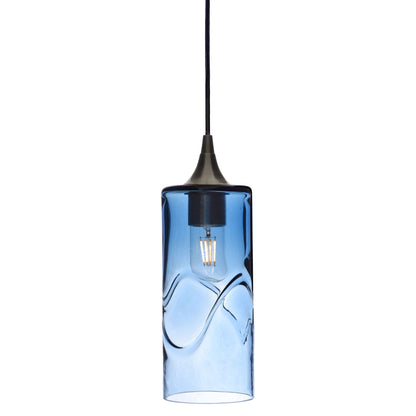 515 Single Pendant Light-Bicycle Glass Co-Antique Bronze - 4ft Cord-Swell-Steel Blue-Bicycle Glass Co