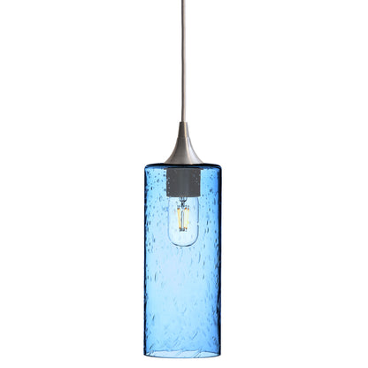515 Single Pendant Light-Bicycle Glass Co-Brushed Nickel - 4ft Cord-Lunar-Steel Blue-Bicycle Glass Co