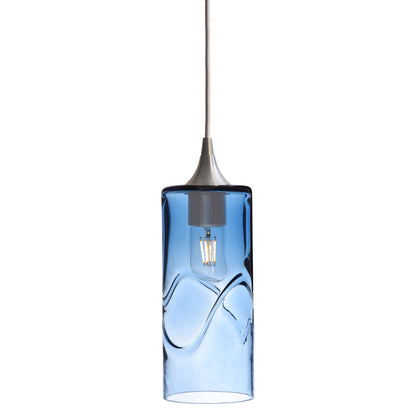 515 Single Pendant Light-Bicycle Glass Co-Brushed Nickel - 4ft Cord-Swell-Steel Blue-Bicycle Glass Co