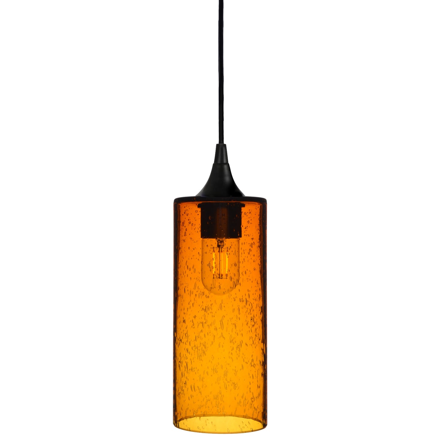 515 Single Pendant Light-Bicycle Glass Co-Matte Black - 8ft Cord-Lunar-Golden Amber-Bicycle Glass Co