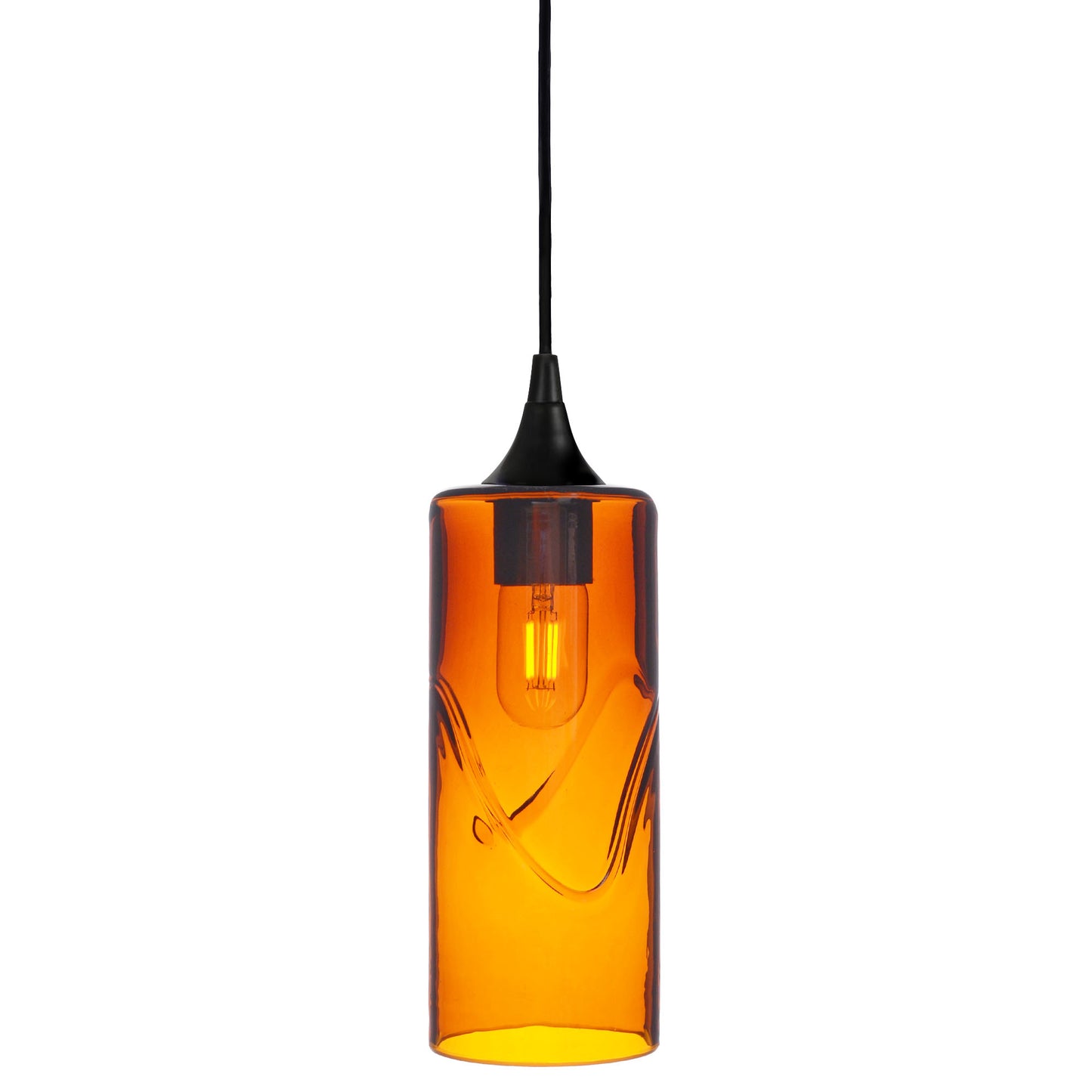 515 Single Pendant Light-Bicycle Glass Co-Matte Black - 8ft Cord-Swell-Golden Amber-Bicycle Glass Co