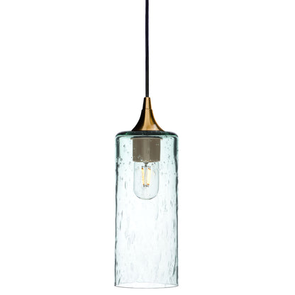 515 Single Pendant Light-Bicycle Glass Co-Polished Brass - 4ft Cord-Lunar-Eco Clear-Bicycle Glass Co