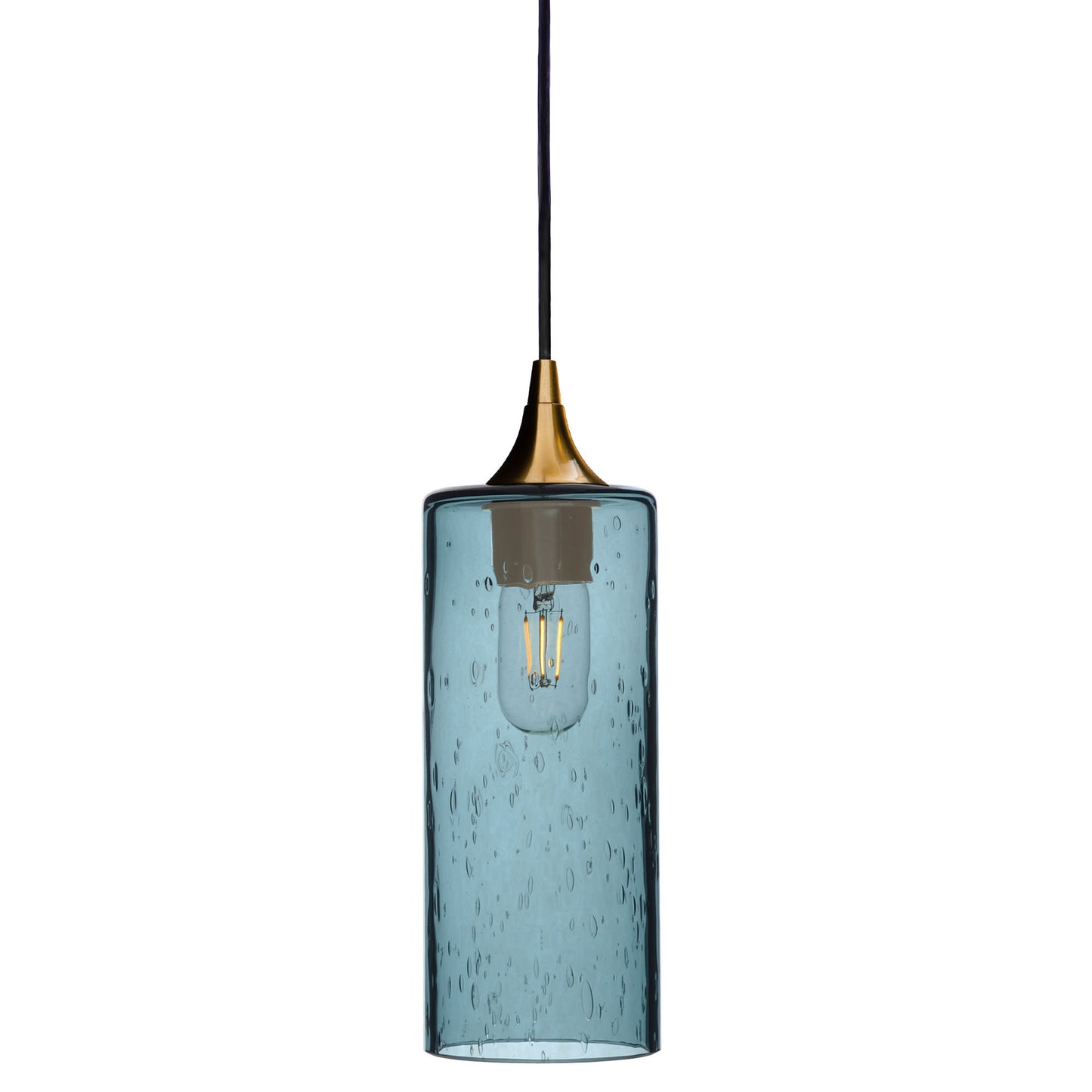 515 Single Pendant Light-Bicycle Glass Co-Polished Brass - 4ft Cord-Lunar-Slate Gray-Bicycle Glass Co