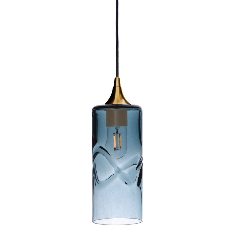 515 Single Pendant Light – Polished Brass - 8ft Downrod / Swell / Slate Gray