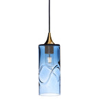 515 Single Pendant Light-Bicycle Glass Co-Polished Brass - 4ft Cord-Swell-Steel Blue-Bicycle Glass Co