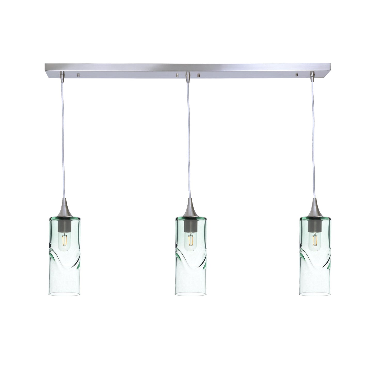 515 Swell: 3 Pendant Linear Chandelier-Glass-Bicycle Glass Co - Hotshop-Eco Clear-Brushed Nickel-Bicycle Glass Co