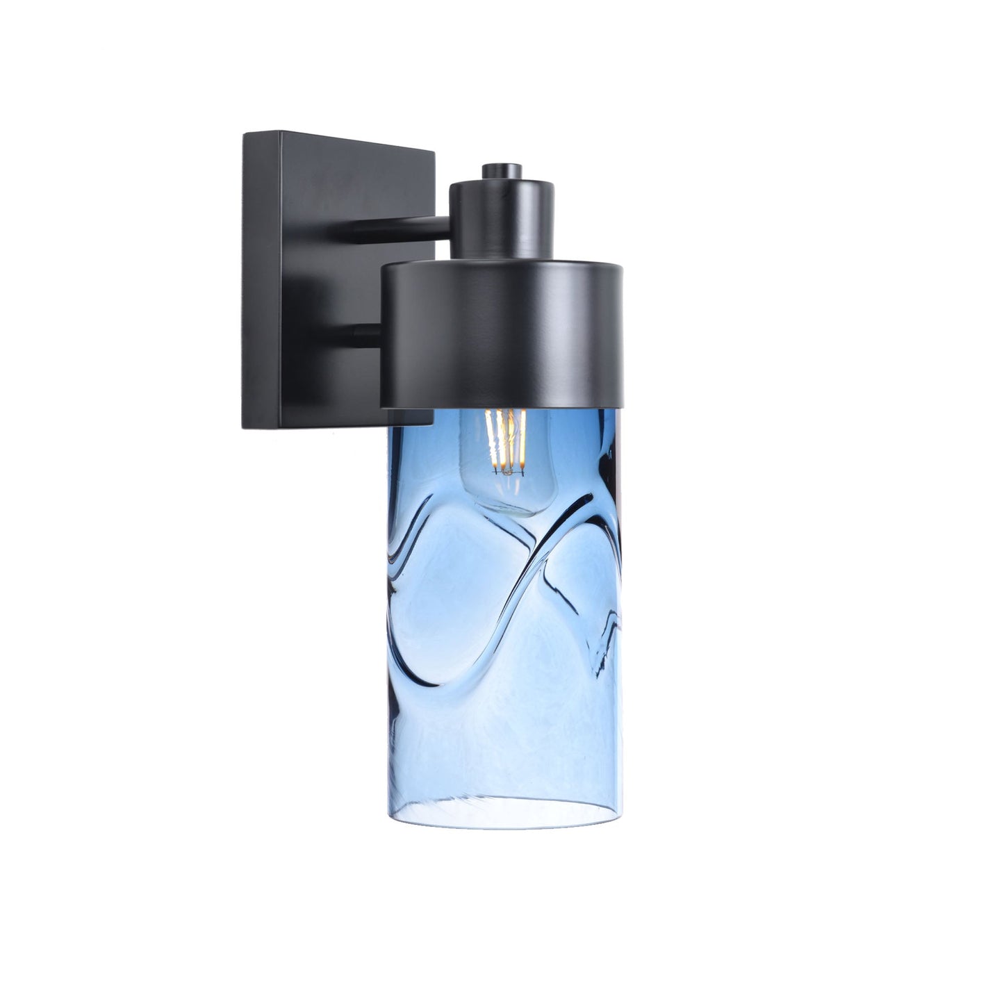 515 Swell: Exterior Sconce Light-Glass-Bicycle Glass Co - Hotshop-Steel Blue-Matte Black-Bicycle Glass Co