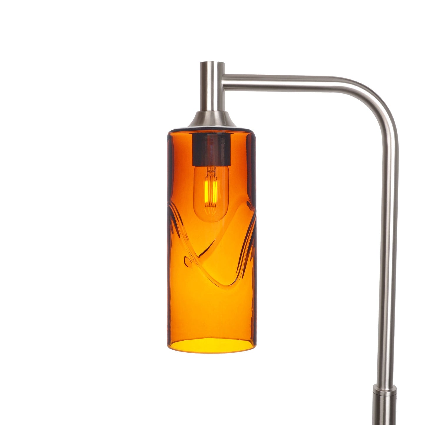 515 Swell: Floor Lamp-Glass-Bicycle Glass Co - Hotshop-Golden Amber-Brushed Nickel-Bicycle Glass Co