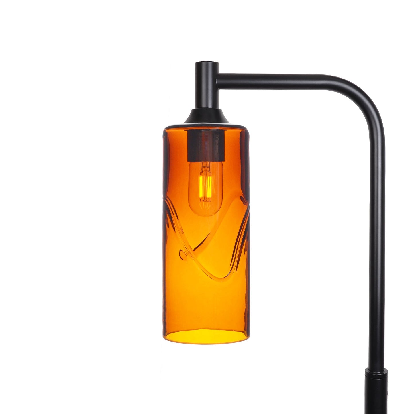 515 Swell: Floor Lamp-Glass-Bicycle Glass Co - Hotshop-Golden Amber-Matte Black-Bicycle Glass Co