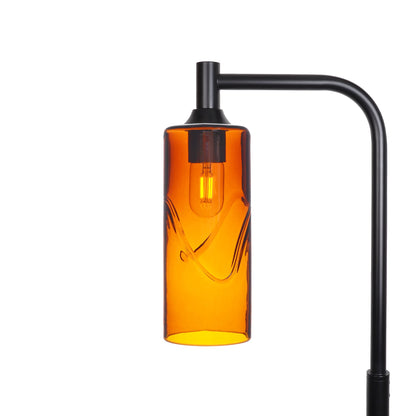 515 Swell: Floor Lamp-Glass-Bicycle Glass Co - Hotshop-Golden Amber-Matte Black-Bicycle Glass Co