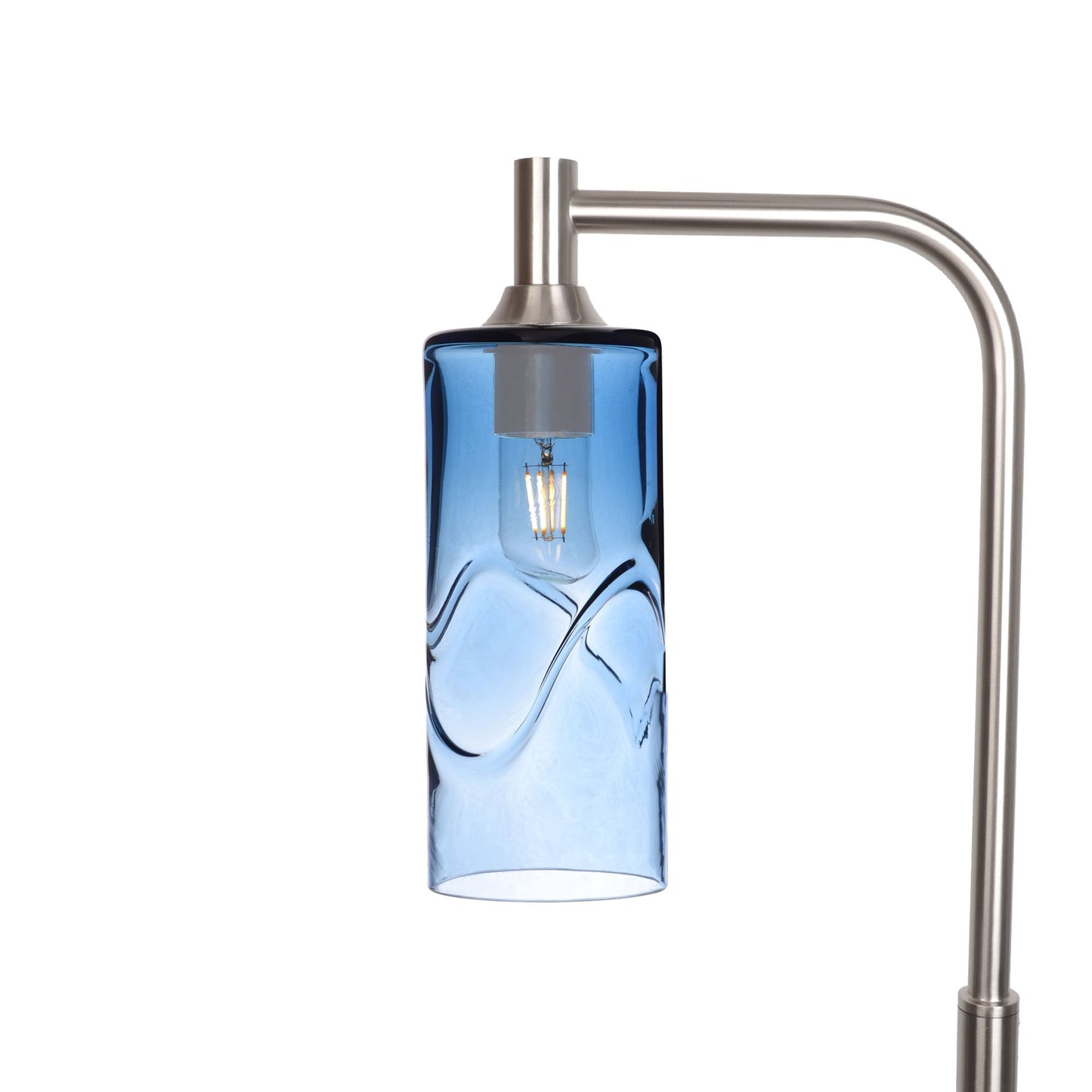 515 Swell: Floor Lamp-Glass-Bicycle Glass Co - Hotshop-Steel Blue-Brushed Nickel-Bicycle Glass Co