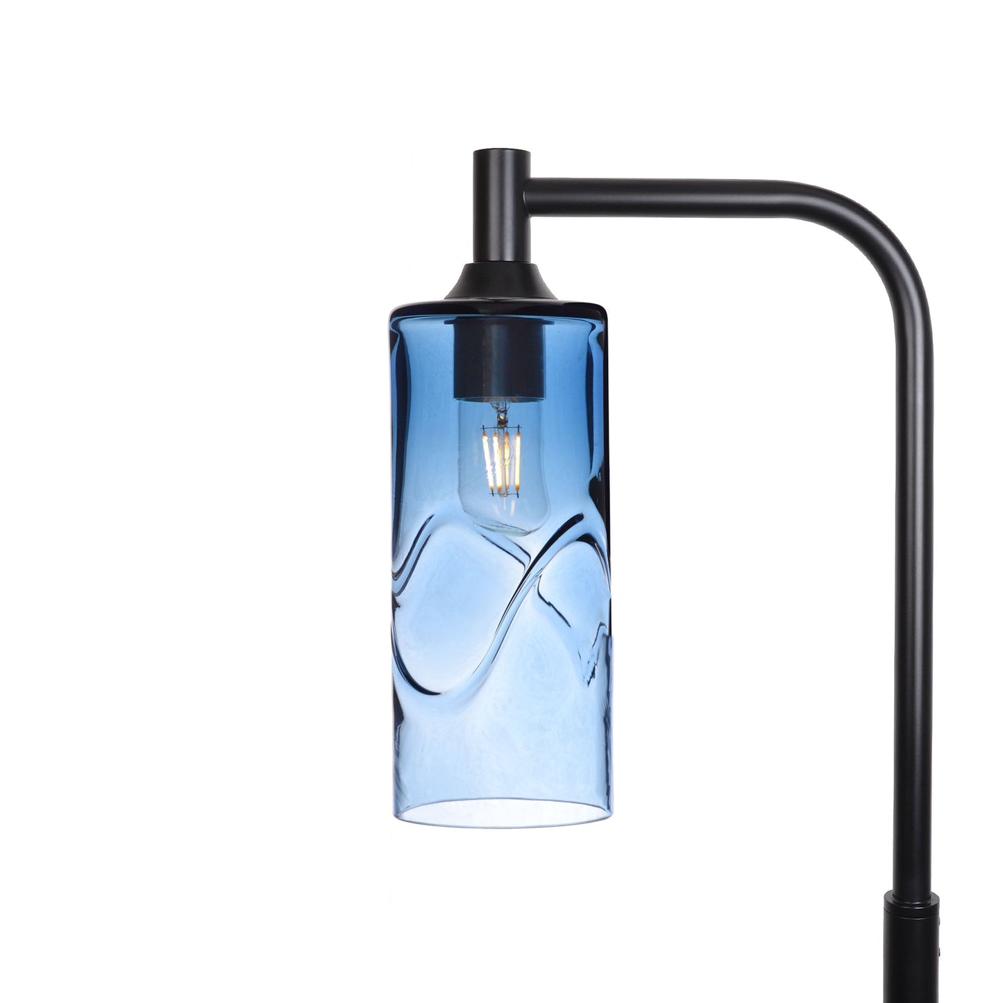 515 Swell: Floor Lamp-Glass-Bicycle Glass Co - Hotshop-Steel Blue-Matte Black-Bicycle Glass Co