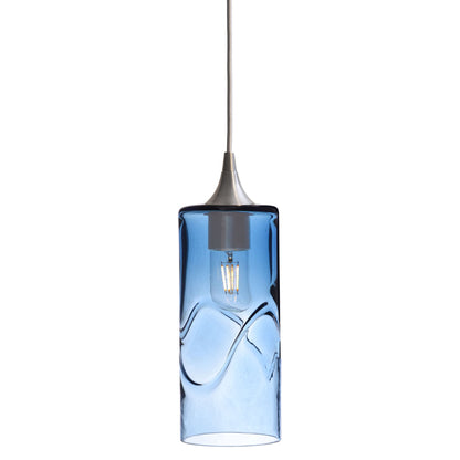 515 Swell: Single Pendant Light-Glass-Bicycle Glass Co-Steel Blue-Brushed Nickel-Bicycle Glass Co