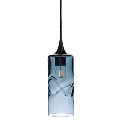 515 Swell: Single Pendant Light-Glass-Bicycle Glass Co-Slate Gray-Matte Black-Bicycle Glass Co