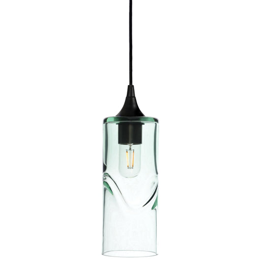 515 Swell: Single Pendant Light-Glass-Bicycle Glass Co-Eco Clear-Matte Black-Bicycle Glass Co