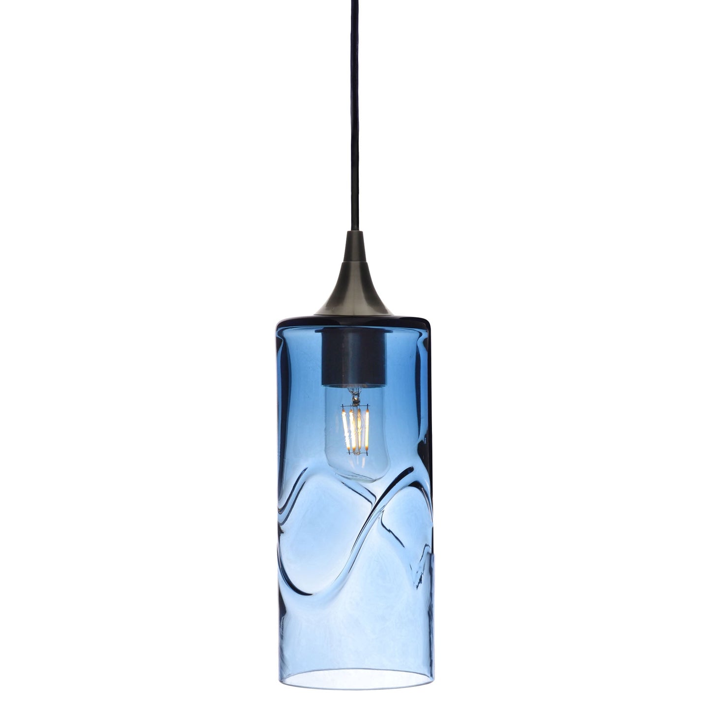 515 Swell: Single Pendant Light-Glass-Bicycle Glass Co-Steel Blue-Antique Bronze-Bicycle Glass Co