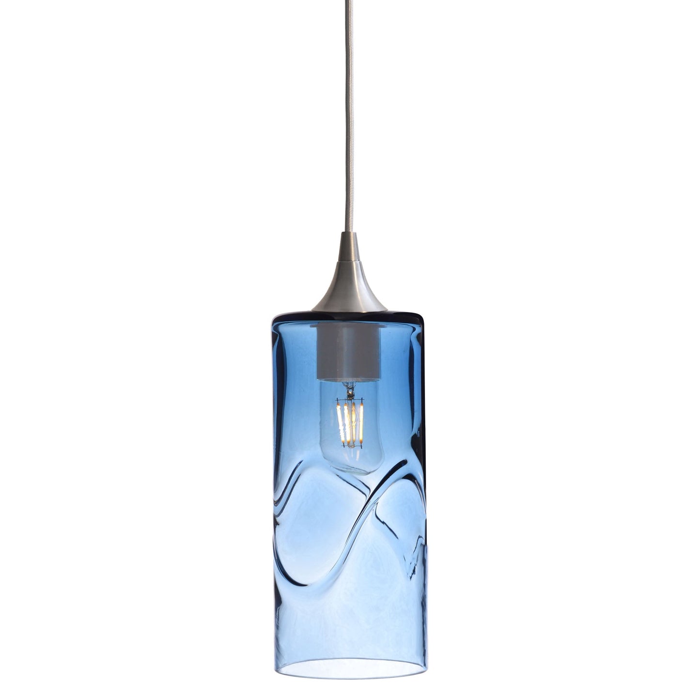 515 Swell: Single Pendant Light-Glass-Bicycle Glass Co-Steel Blue-Brushed Nickel-Bicycle Glass Co