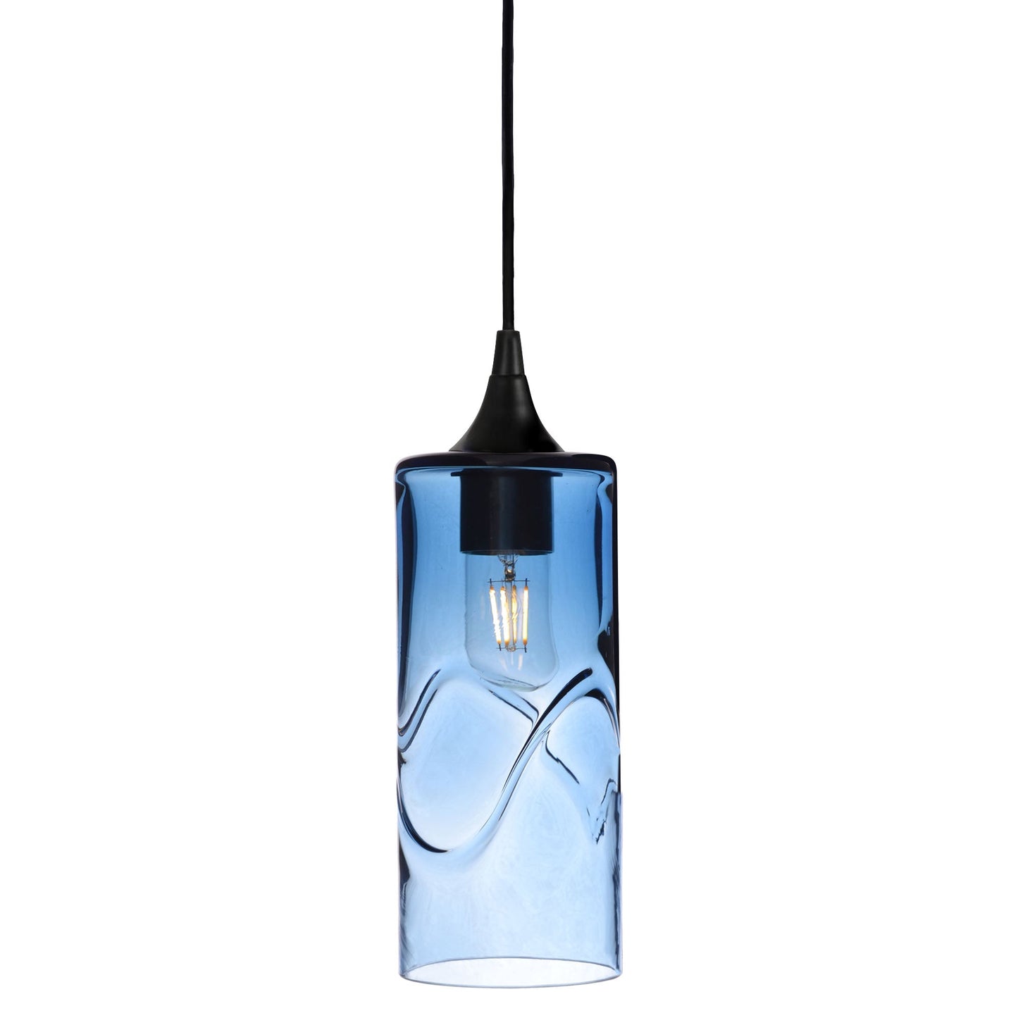515 Swell: Single Pendant Light-Glass-Bicycle Glass Co-Steel Blue-Matte Black-Bicycle Glass Co