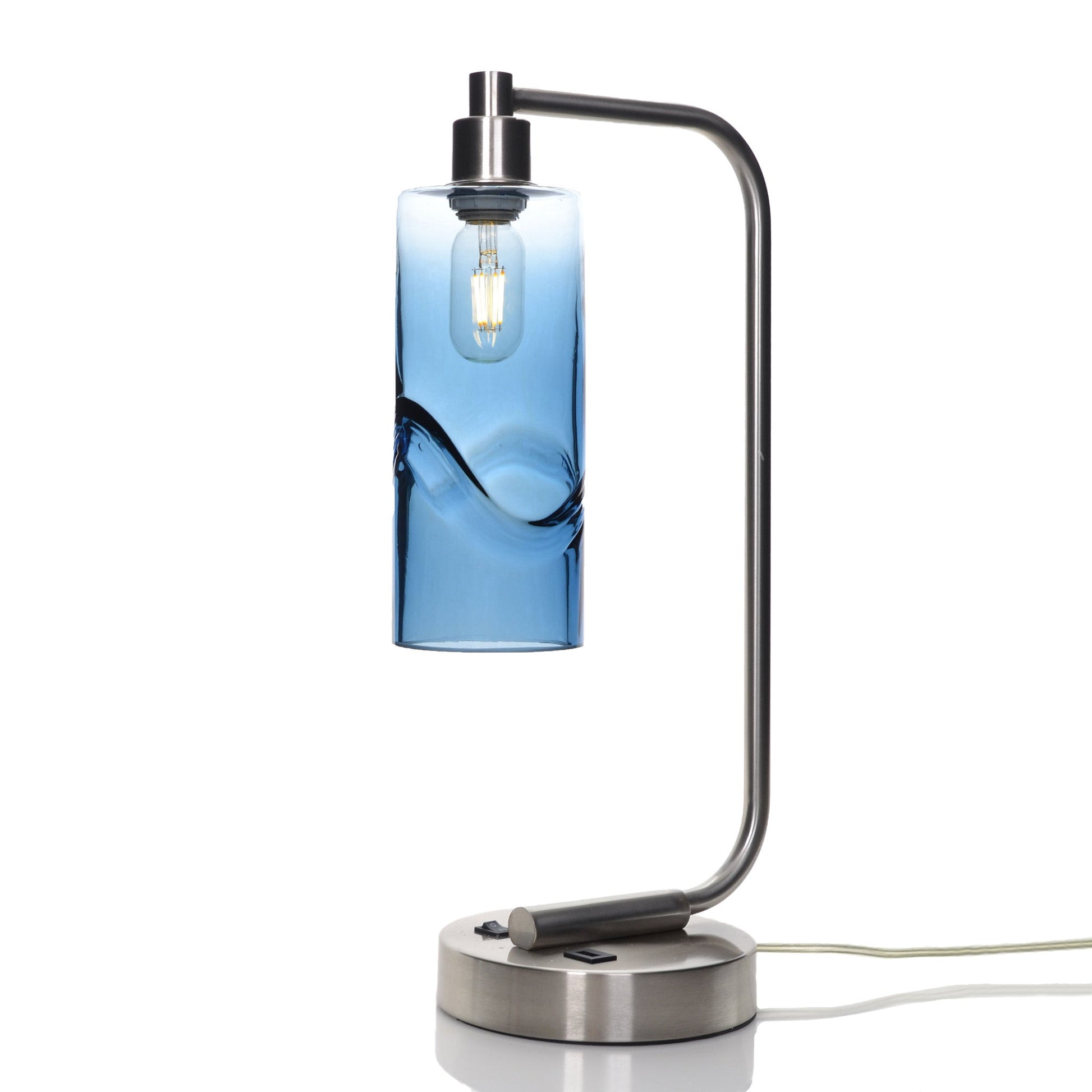 515 Swell: Table Lamp-Glass-Bicycle Glass Co - Hotshop-Steel Blue-Brushed Nickel-4 Watt LED (+$0.00)-Bicycle Glass Co