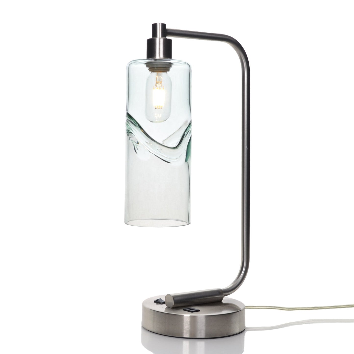 515 Swell: Table Lamp-Glass-Bicycle Glass Co - Hotshop-Eco Clear-Brushed Nickel-4 Watt LED (+$0.00)-Bicycle Glass Co