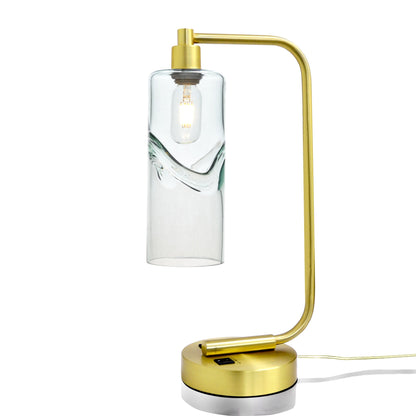 515 Swell: Table Lamp-Glass-Bicycle Glass Co - Hotshop-Eco Clear-Satin Brass-Bicycle Glass Co