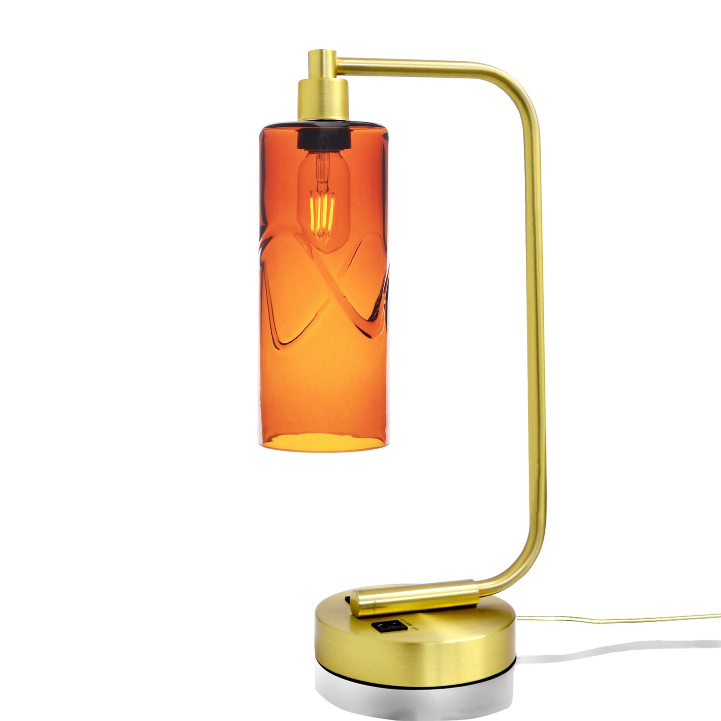 515 Table Lamp-Glass-Bicycle Glass Co - Hardware-Swell-Golden Amber-Satin Brass-Bicycle Glass Co
