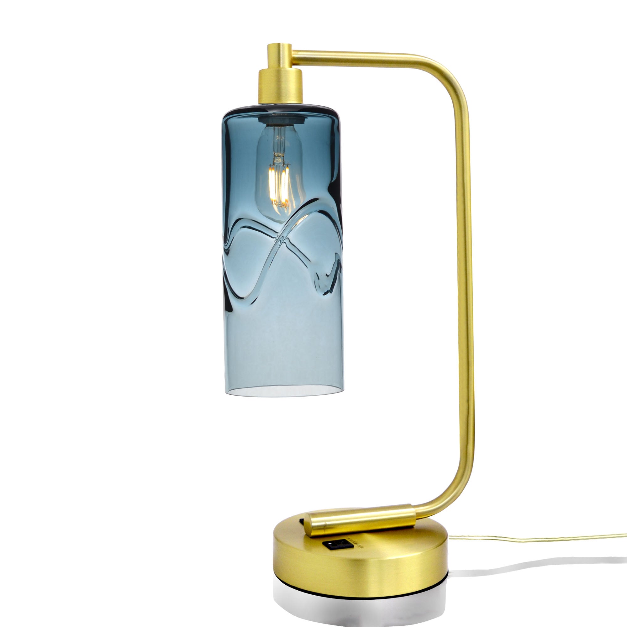 515 Table Lamp-Glass-Bicycle Glass Co - Hardware-Swell-Slate Gray-Satin Brass-Bicycle Glass Co